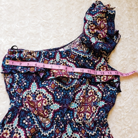 Xhilaration One Shoulder Ruffle Purple/Blue Dress - Picture 5 of 8